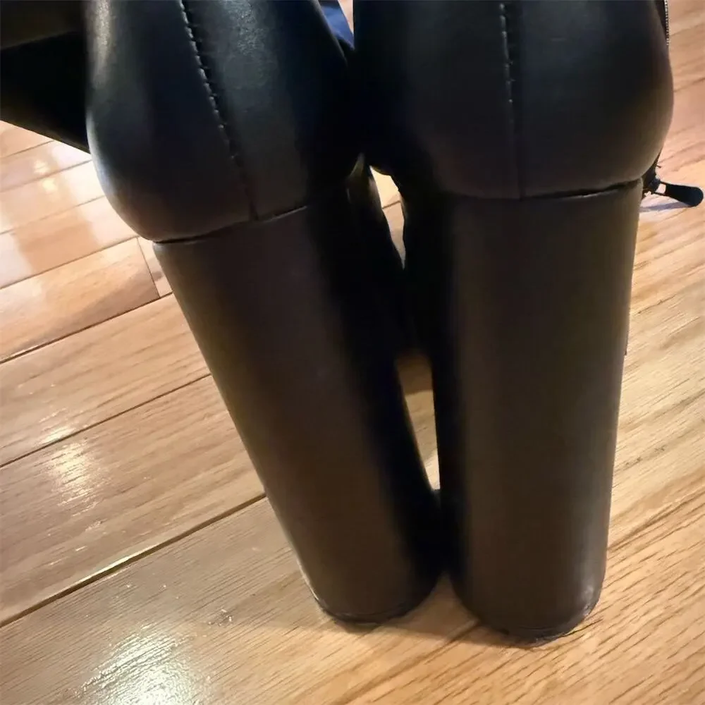 Azalea Wang Women's Black Over-The-Knee Platform Boots Square Toe 7.5